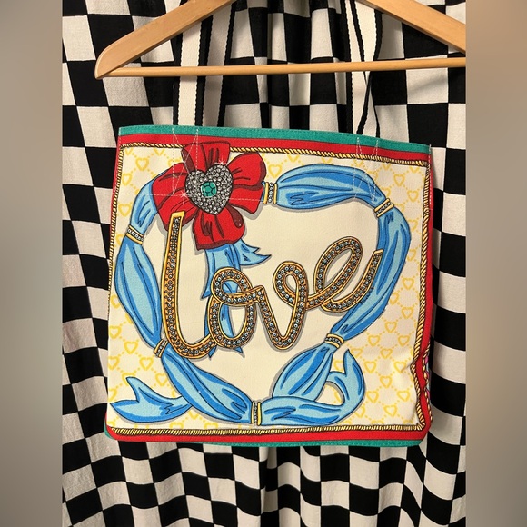 NWT Brighton Sparkle and Shine Tote Bag Canvas Glam Peace Love Shopping Carryall - Picture 5 of 10